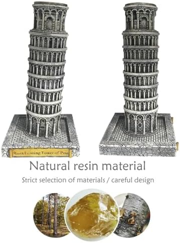 Italy Leaning Tower of Pisa Statue Sculpture - Gray Resin Decor