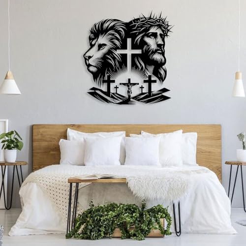 Haass Jesus and Lion Metal Wall Decor 19x18in
