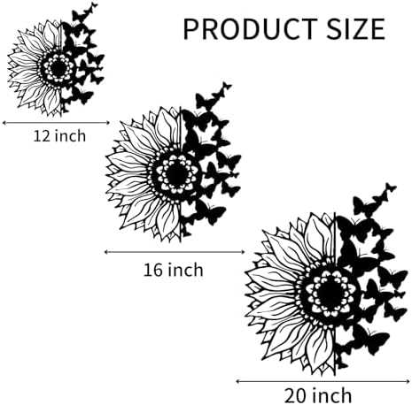 Sunflower Butterfly Wall Art - Metal Decor for Home