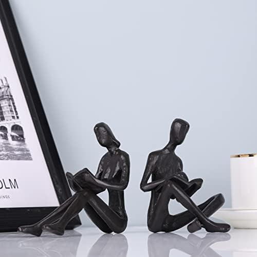 GAOSHENG Small Iron Bookend Abstract Thinker Statue Home Decor