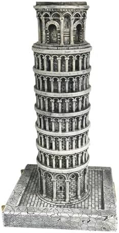 Italy Leaning Tower of Pisa Statue Sculpture - Gray Resin Decor