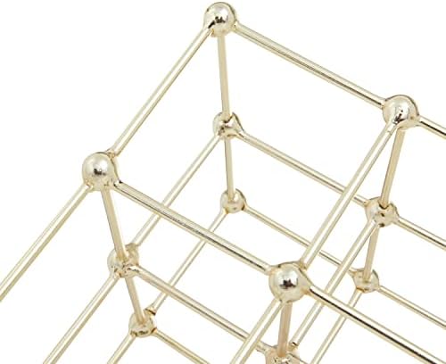 Deco 79 Gold Marble Cube Sculpture with Black Base