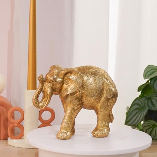 Guichifun Gold Resin Elephant Statue Home Decor
