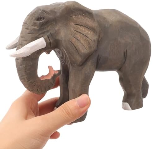 Hand Carved Wooden Elephant Statue 6 Inches Home Decor