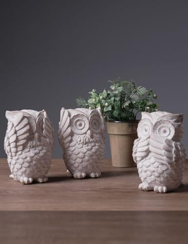 HAUCOZE 3pcs Owl Statue Animal Decor Modern Arts Sculpture
