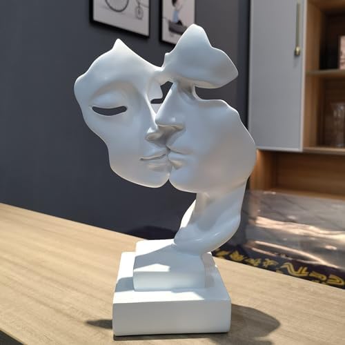 Elegant Couples Kiss Sculpture Abstract Art Decor