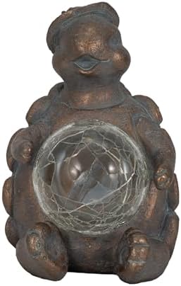 Sagebrook Home Solar Turtle Garden Statue 7 Inches Bronze Copper