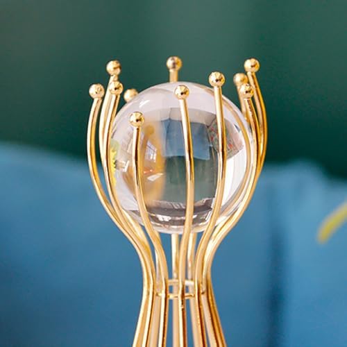 Crystal Ball Sculpture with Gold Stand for Home Decor