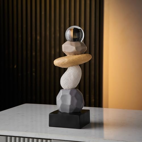 FJS Modern Resin Stone Statue for Living Room Decor
