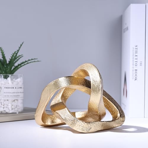 Infinity Knot Sculpture Gold Decor Coffee Table Accent