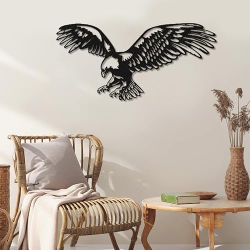 Eagle Metal Wall Art - 236 x 115 Black Sculpture