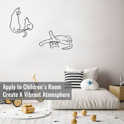TYLCC Black Metal Cat Wall Art Minimalist Decor