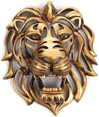 Rekeell Decorative Lion Head Wall Art Gold Finish