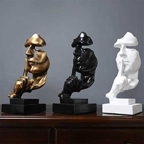 aboxoo Silence is Gold Thinker Statue Modern Resin Sculpture