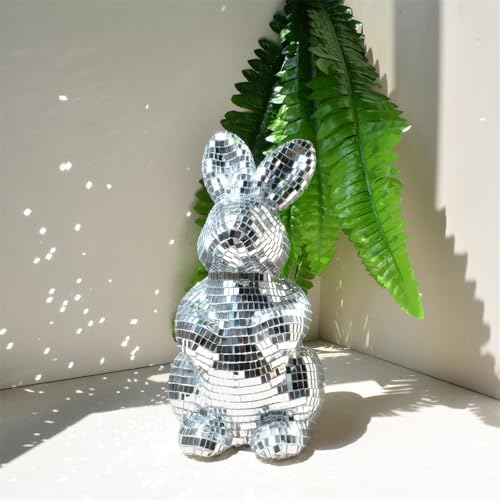 Modern Mirror Disco Ball Bunny Shape 8 Decorative Sculpture