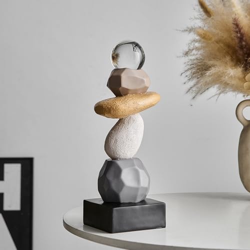 FJS Modern Resin Stone Statue for Living Room Decor