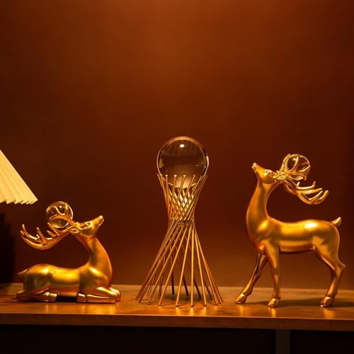 BELLA GLOBE Gold Reindeer Christmas Decor Statues