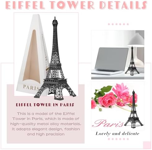 Therwen 4 Pcs Eiffel Tower Metal Statue Decor Set