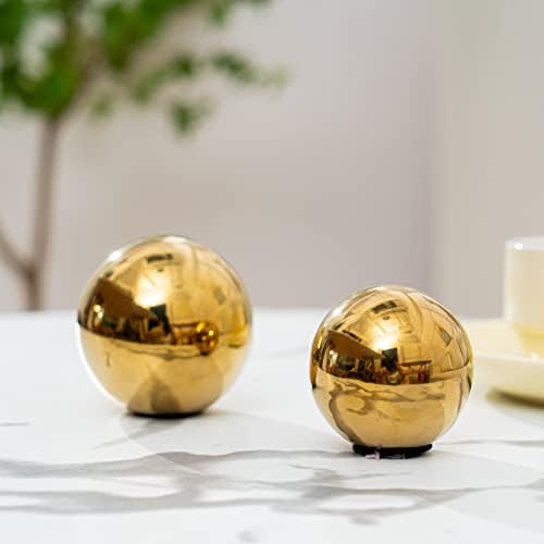 Golden Ball Ceramic Decor Set of 3 Modern Art Sculpture