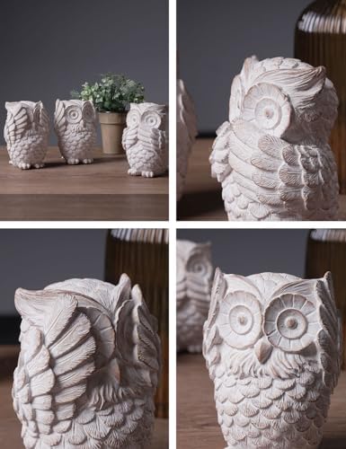 HAUCOZE 3pcs Owl Statue Animal Decor Modern Arts Sculpture
