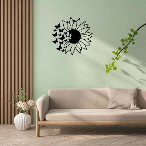 CLKFDCH Metal Sunflower Wall Art Black Decor