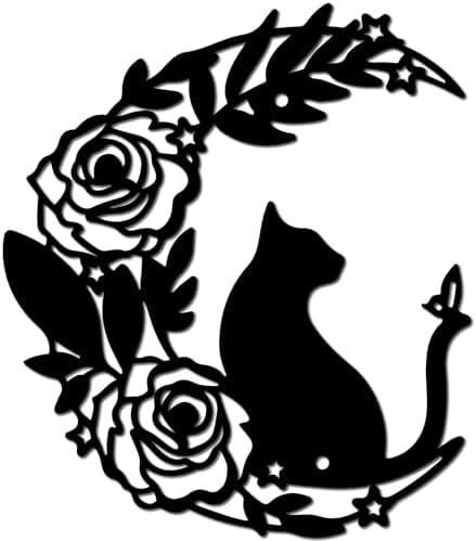 CREATCABIN Black Moon Hollow Cat Wall Art Sculpture