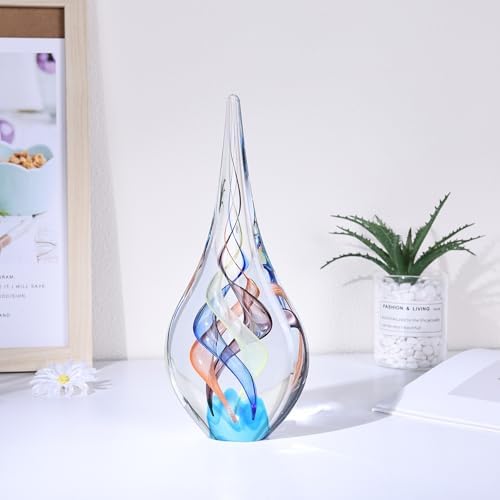 Hand Blown Glass Teardrop Sculpture Murano Style Decor