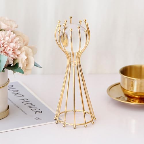 Crystal Ball Sculpture with Gold Stand for Home Decor