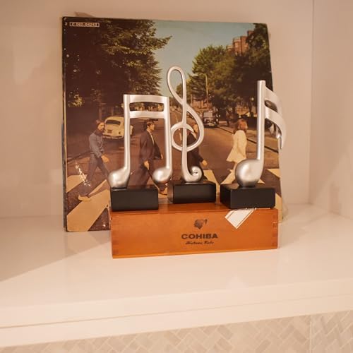 Musical Notes Decor Sculptures with Treble Clef Silver Resin