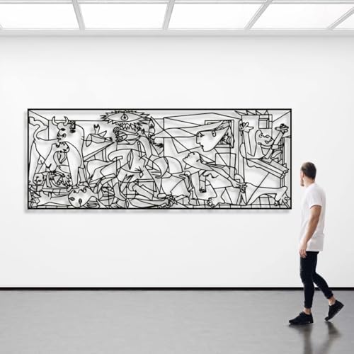 Fayholy Large Abstract Picasso Guernica Metal Wall Art - Gold 59x23 Inches