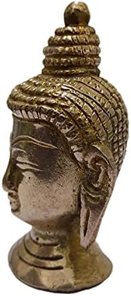 Art Deco Buddha Head Brass Statue 6 cm