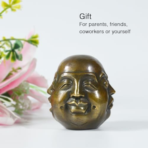 Four Face Buddha Head Statues Brass Sculpture