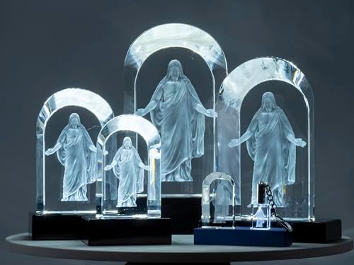 Crystal Christus 3D Laser Engraved Statue with LED Base