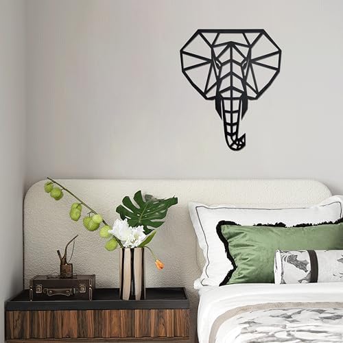 Ecqizer Elephant Wall Art - Modern Home Decor Sculptures Black