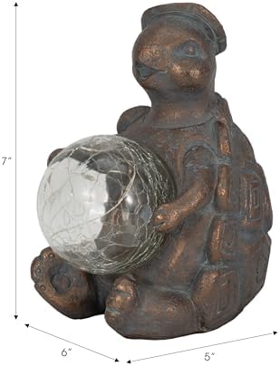 Sagebrook Home Solar Turtle Garden Statue 7 Inches Bronze Copper