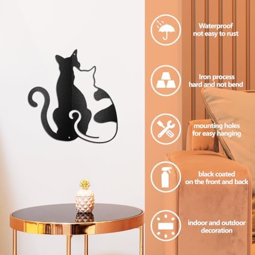 WADORN Metal Cat Wall Sculpture Decor