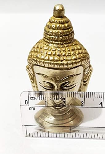 Art Deco Buddha Head Brass Statue 6 cm