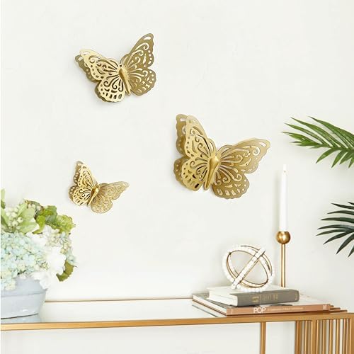 Remenna Gold Butterfly Wall Art Set of 3