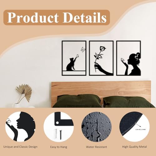 Cape Leadwort 3 Pcs Black Metal Wall Sculptures