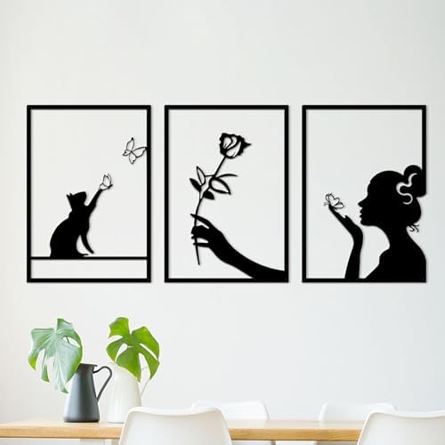 Cape Leadwort 3 Pcs Black Metal Wall Sculptures