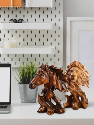 BestAlice Animal Lion Head Sculpture Rustic Home Decor Statue