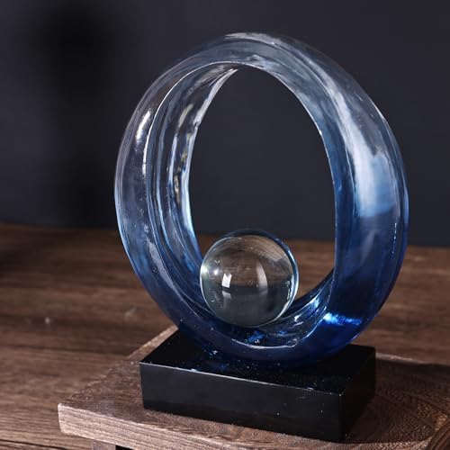 Golden Wave Resin Origami Statue Modern Abstract Home Decor Blue