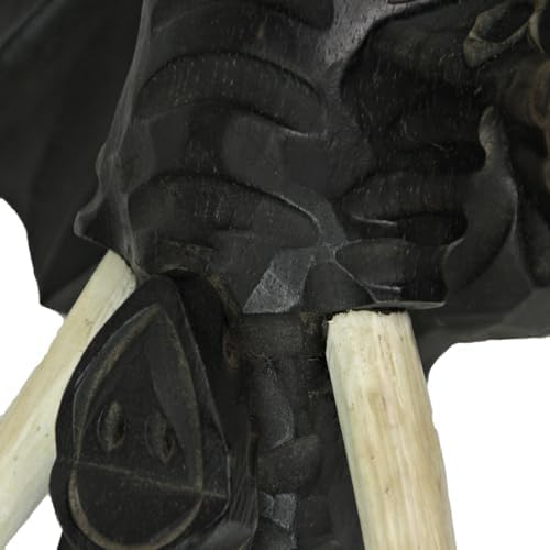 Zeckos Hand Carved Black Wood Elephant Head Wall Sculpture