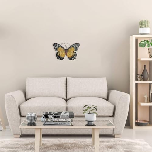 ULTNICE Yellow Iron Butterfly Wall Decor