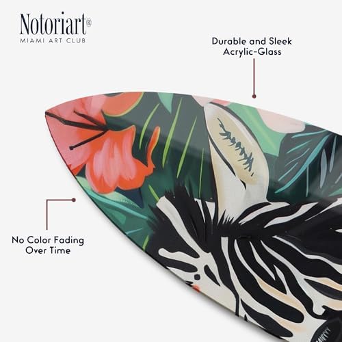 Zebra Hidden in Tropics Surfboard Acrylic Wall Art 15x60 1