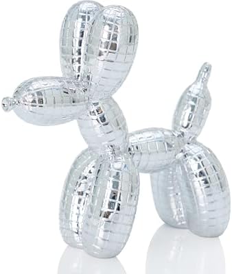 Disco Silver Dog Statue Decor 5 Inch