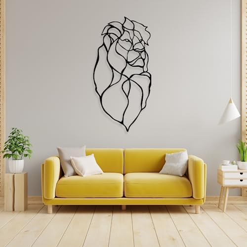 Fayholy Abstract Lines Lion Head Metal Wall Art