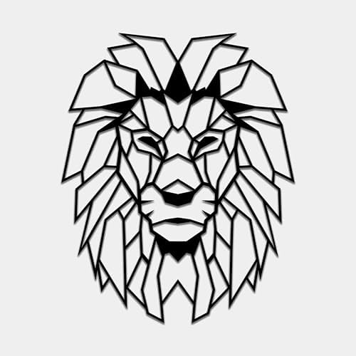 BONPERLA Geometric Lion Head Wall Art - Black