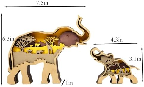 Drawely 3D Wooden Elephant Wall Decor