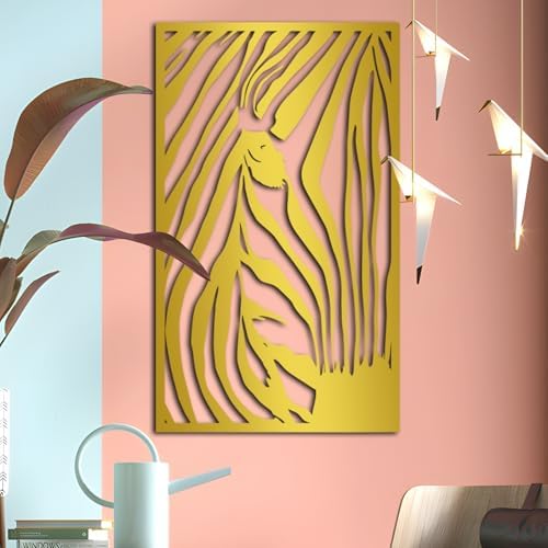 Zebra Metal Wall Art - Abstract Line Decor Silver 41x25inch